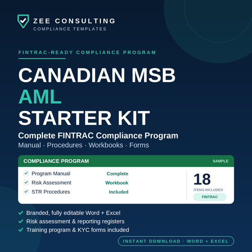 Canadian MSB AML Starter Kit — 18 FINTRAC compliance program templates